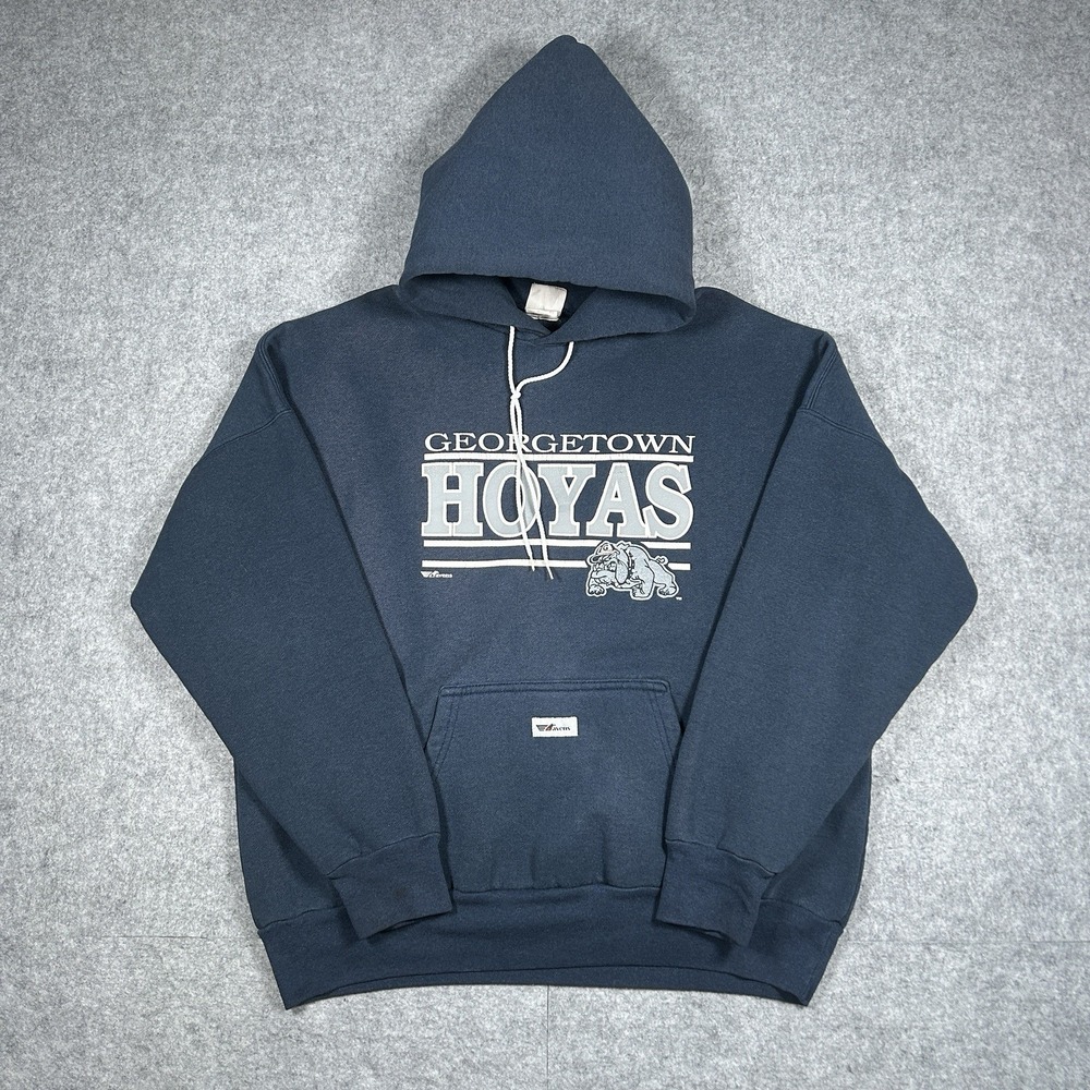 Vintage Georgetown Hoyas University Pullover Hoodie men's XL black faded 90s